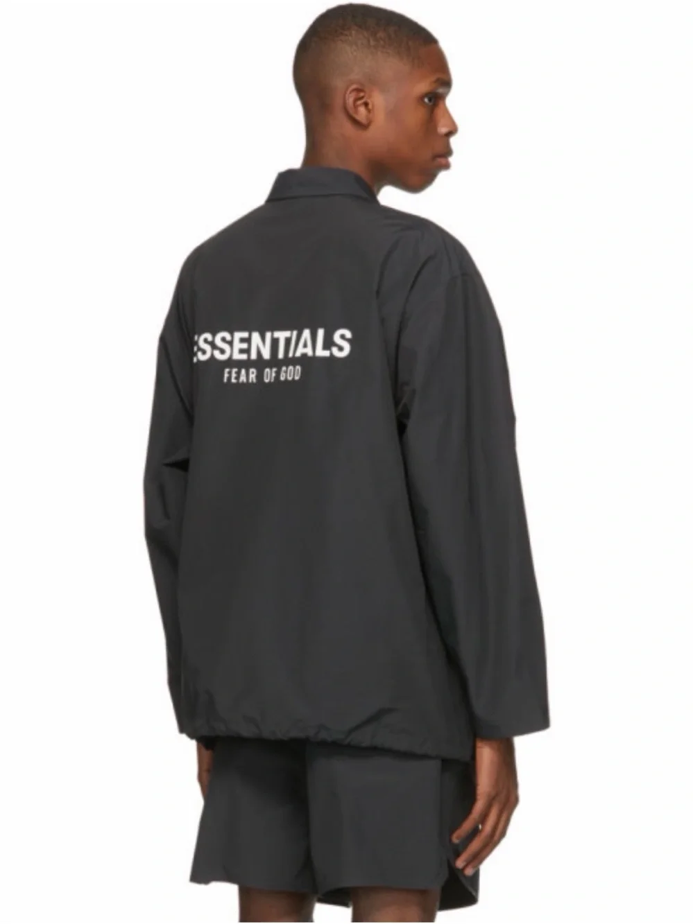 Fear of God Essentials BlacFear of God Essentials Black Nylon Windbreaker Jacket